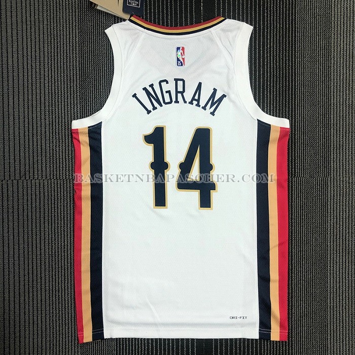 Maillot New Orleans Pelicans Brandon Ingram NO 14 Ville 2021-22 Blanc